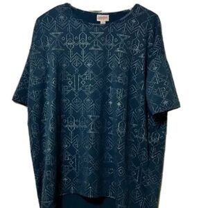 LulaRoe blue and silver detail tunic shirt